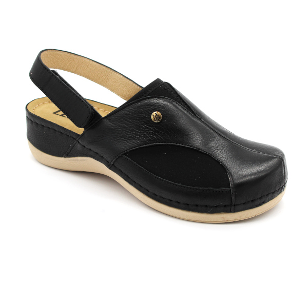 leon damen ledersandalen-913-schwarz